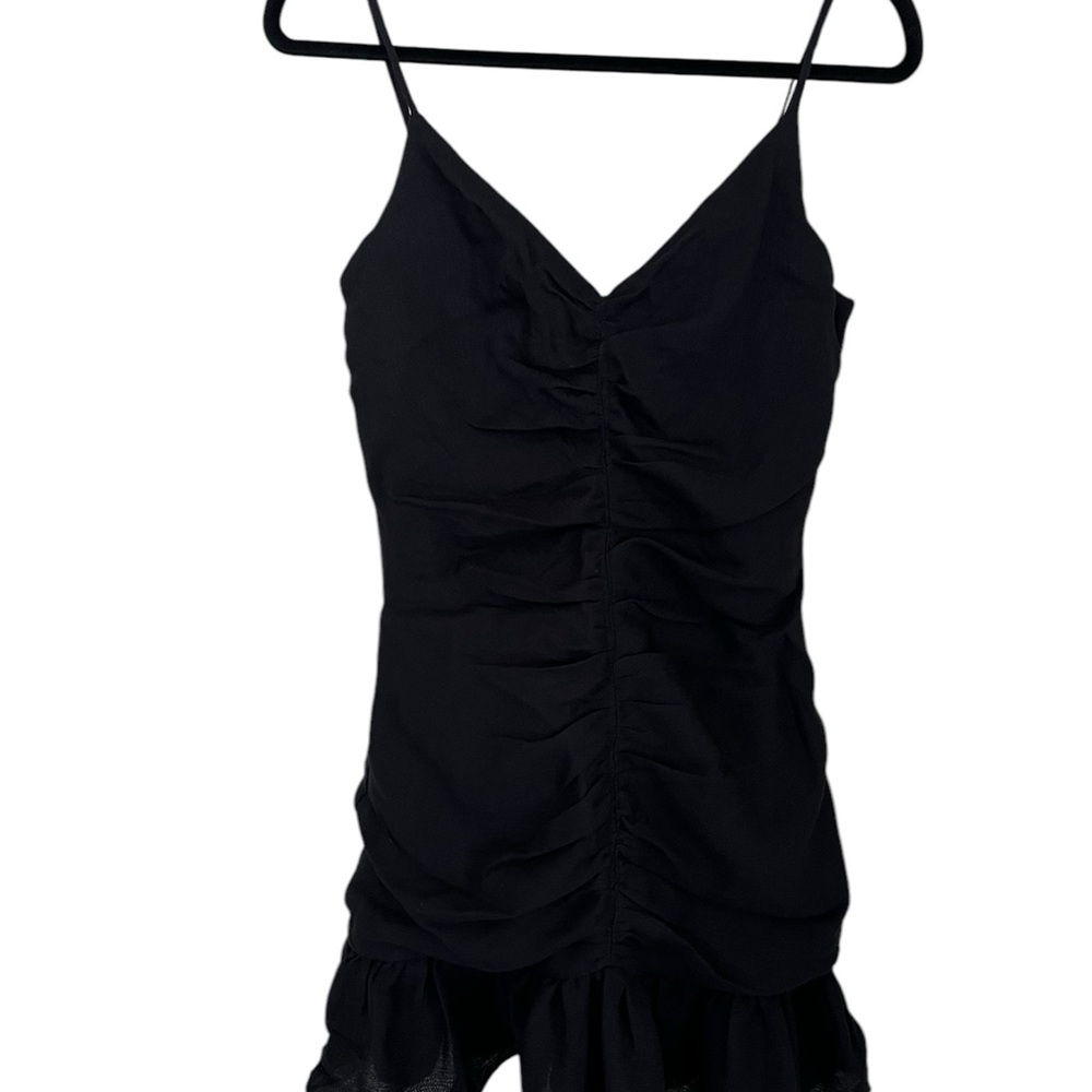 Black Ruched Spaghetti Strap Dress